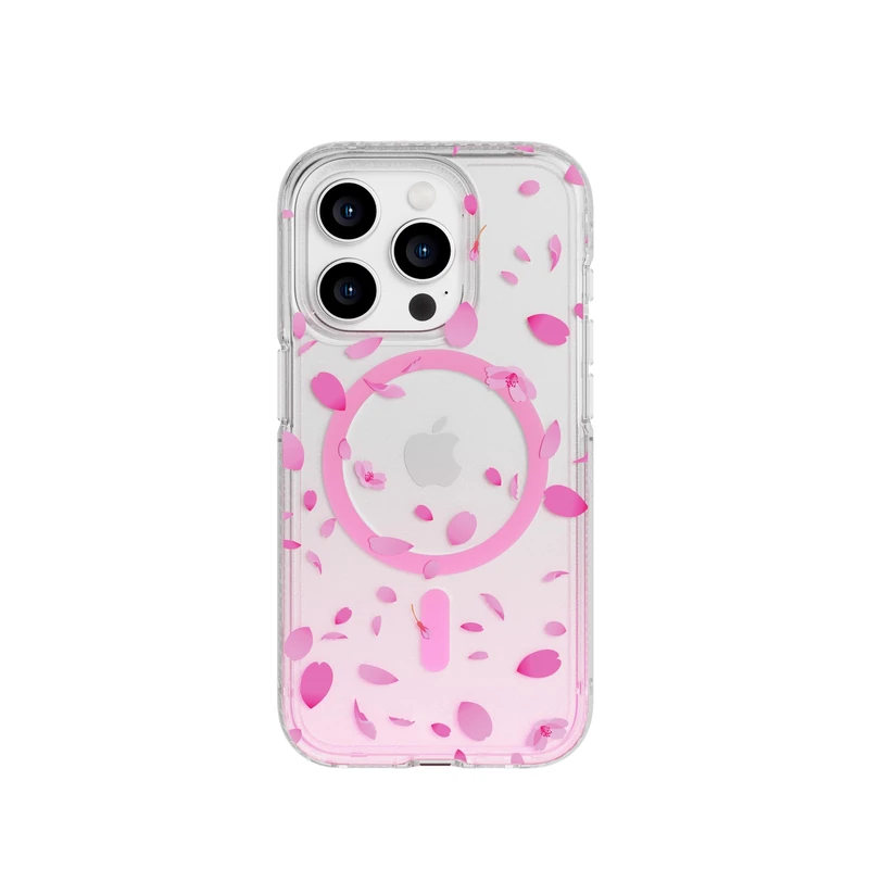 Tech21 FlexQuartz phone case for iPhone 15 Pro - Compatible with MagSafe - 15x Military Standard Protection - Cherry Blossom Design - Image 1