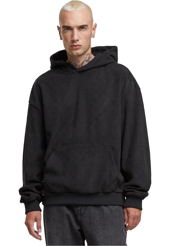 Urban Classics Men's Jaquard Velvet Suit Jogging Suit Casual Men's Jacquard Tracksuit Oversized Fit Sizes S-5XL, black, XXL