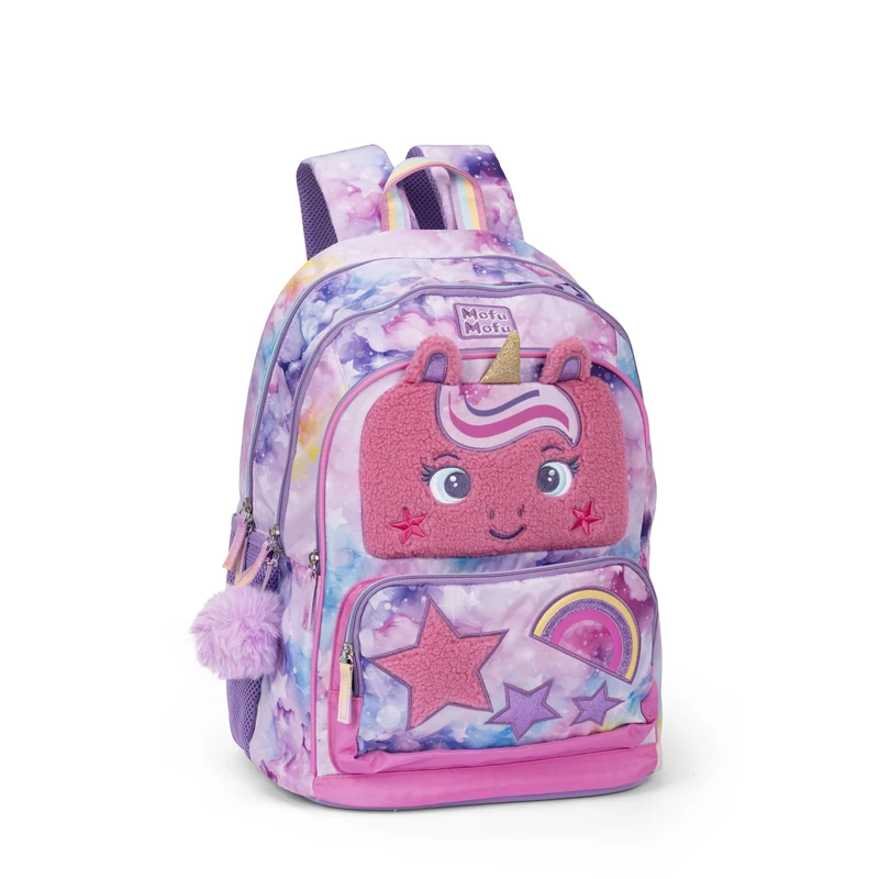 Franco Cosimo Panini MOFU MOFU Official School Backpack Mofu Mofu with 2 Large Central Spaces, Spacious Front Pocket, Adjustable and Padded Shoulder Straps, Heat-Moulded Back and, purple, standard