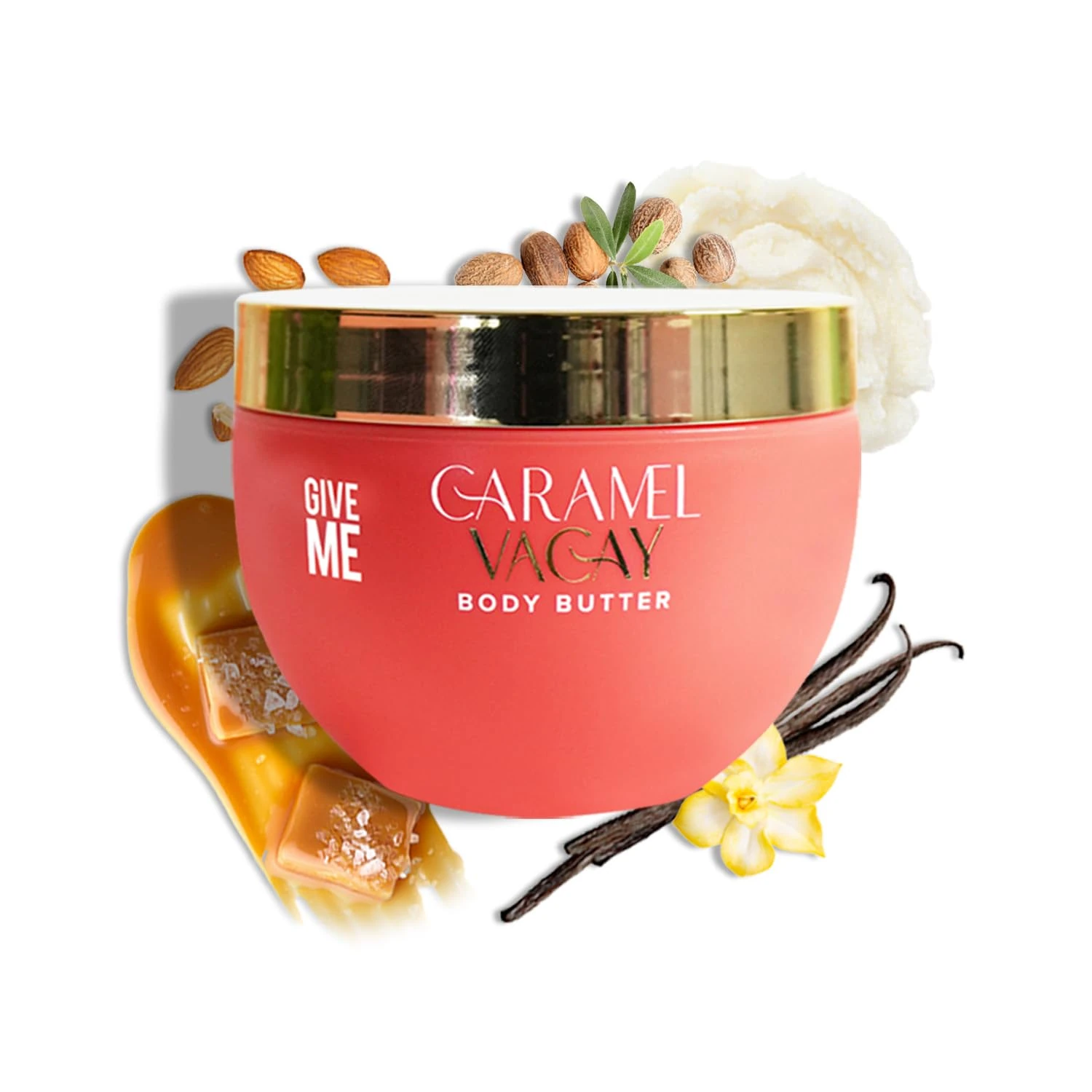 Give Me Cosmetics Caramel Vacay Hydrating Body Butter 200ml, Luxurious Moisturiser for Dry Skin with Shea Butter Pistachio Sweet Almond, Gifts for Women
