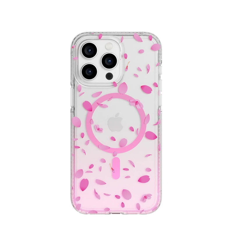 Tech21 FlexQuartz phone case for iPhone 15 Pro Max - Compatible with MagSafe - 15x Military Standard Protection - Cherry Blossom Design
