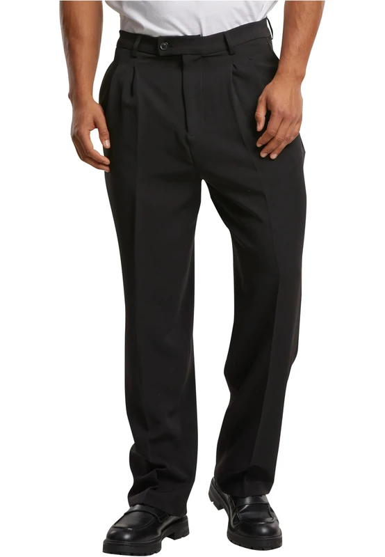 Urban Classics Double Pleated Dressed Pants, Black, 32