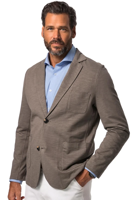 JP 1880 Men's Large Sizes Plus Sizes Menswear L-8XL JP1880 Sweat Jacket, Business, Flame Sweat, Patch Pockets, up to 7 XL 820825, Ash Brown, 6XL