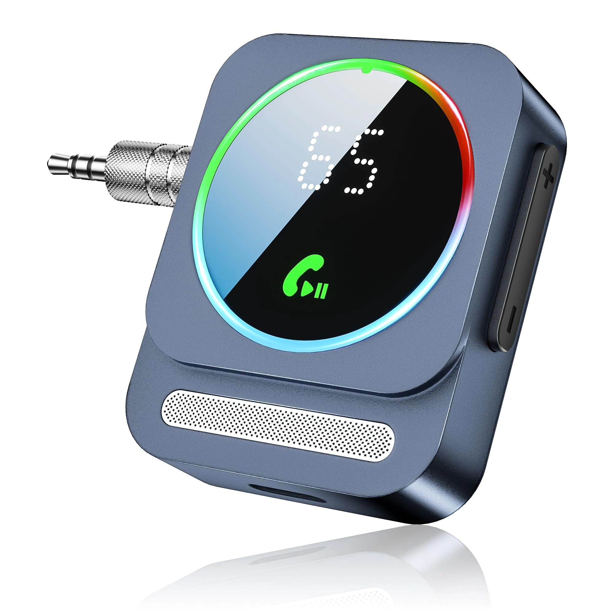 Kricsertg Car Bluetooth 5.3 Adapter, Mini Receiver for Car Stereo/Speaker/Wired Headphones/Home,Bluetooth Vehicle Amplifiers AUX 3.5mm, Handsfree Call, Low Latency, Noise Cancellation