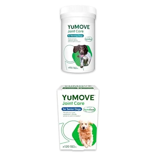 YuMOVE Working Dog | Joint Supplement for Working Dogs with Green Lipped Mussel | All Ages & Breeds | 480 + YuMOVE Senior Dog |Joint Supplement for Older Dogs with Green Lipped Mussel | Aged 9+ | 120