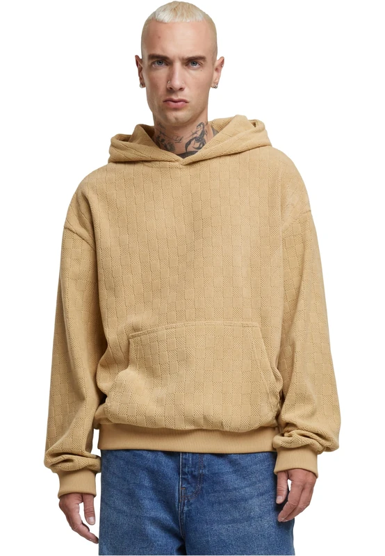 Urban Classics Men's Jaquard Velvet Suit Jogging Suit Casual Men's Jacquard Tracksuit Oversized Fit Sizes S-5XL, Union beige, XXXXXL