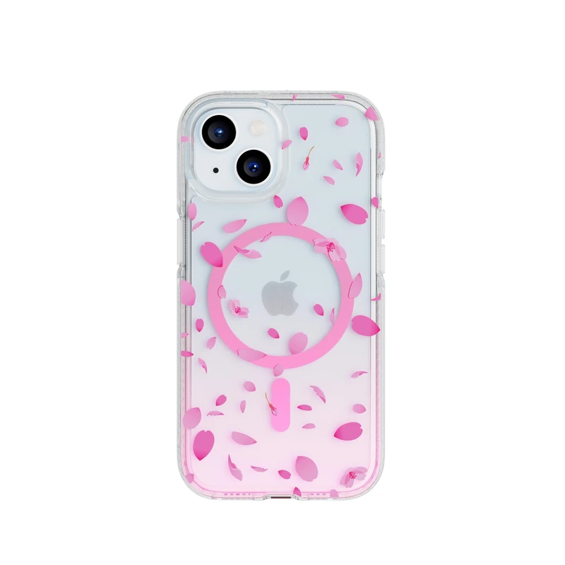 tech21 FlexQuartz Phone case for iPhone 15 - Compatible with MagSafe - 15x Military Standard Protection - Cherry Blossom Design