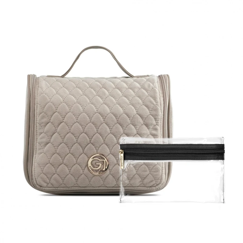 Gillian Jones – Beige Velvet Cosmetic Bag Organizer