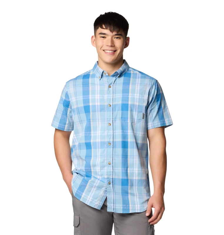 Columbia Men's Rapid Rivers II Short Sleeve Shirt, Ripple Blue Multi Plaid, X-Large - Image 1