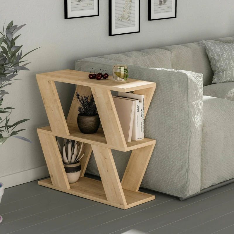 Dmora Thalia Living Room Table, Low Coffee Table, Magazine Rack for Sofa, Living Room Shelf, 60 x 22 x 57 cm, Oak