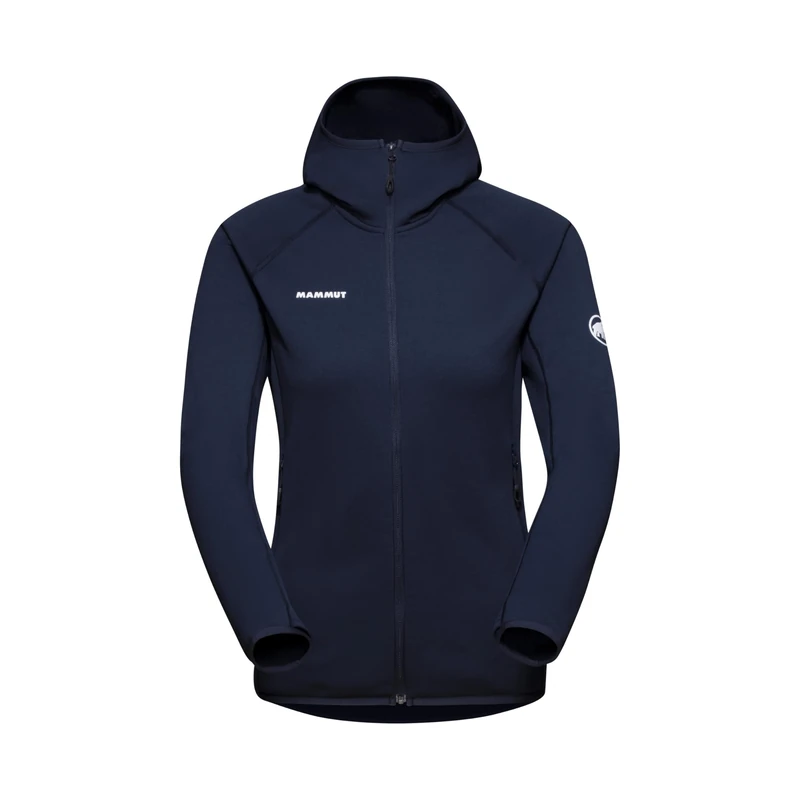 Mammut Aconcagua ML Hooded Jacket Women | Outdoor Fleece Midlayer with Zip for Mountain Hiking | Marine, XS