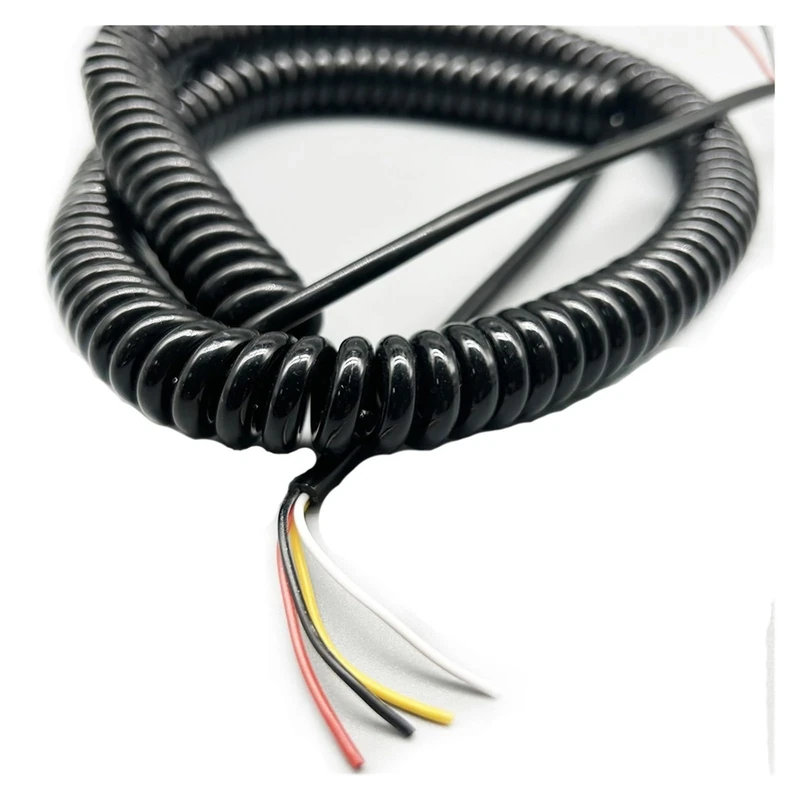 cable flexible 4 Core Spiral Spring Telescopic Line 0.5mm Square Stretched Copper Core Wire Cable 1 Meter to 9 Meters Spiral Cable extension connector(Size:Stretch 5 Meter)