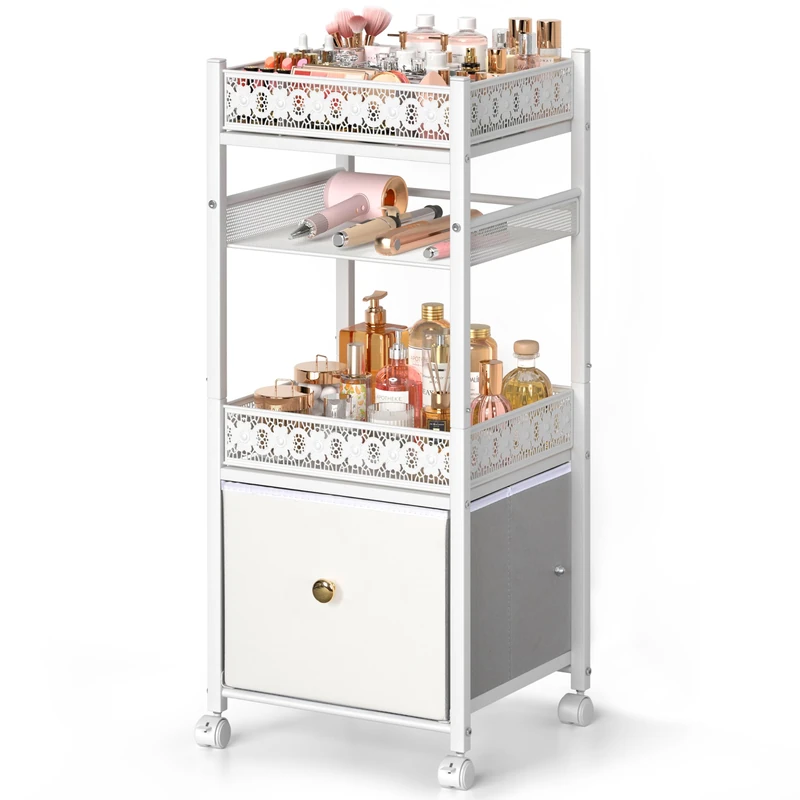 Makeup Organizer, Large Skincare Organizers, Make Up Organizers for Vanity, Makeup Storage Cosmetic Organizer with Drawer, Bathroom Vanity Organizer Makeup Holder Cart for Skin Care Hair Tool Beauty