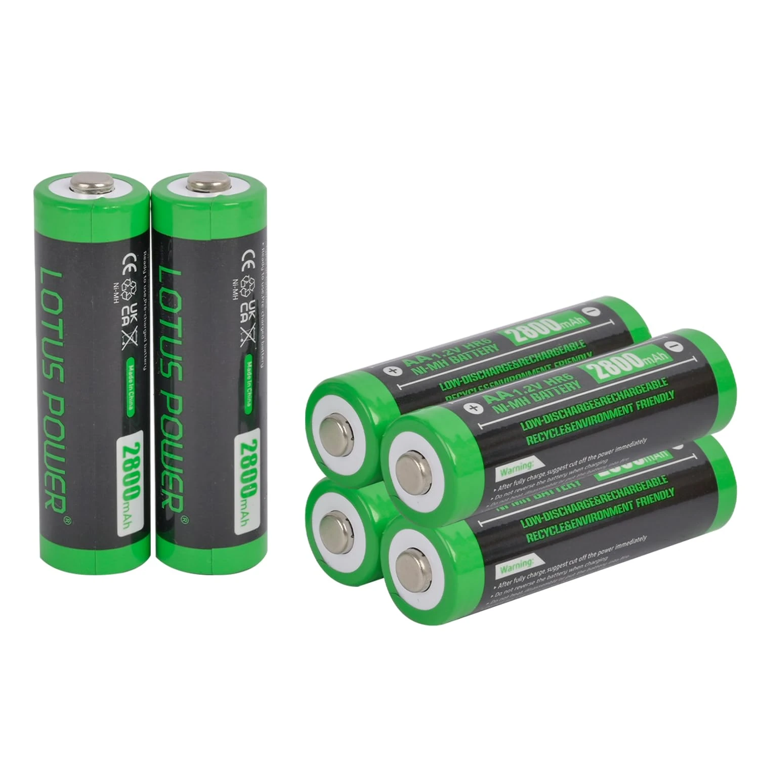 LOTUS POWER 6 pieces Rechargeable Ni-MH AA batteries, Portable 2800 mAh AA rechargeable batteries 1.2 V AA battery (six-pack)