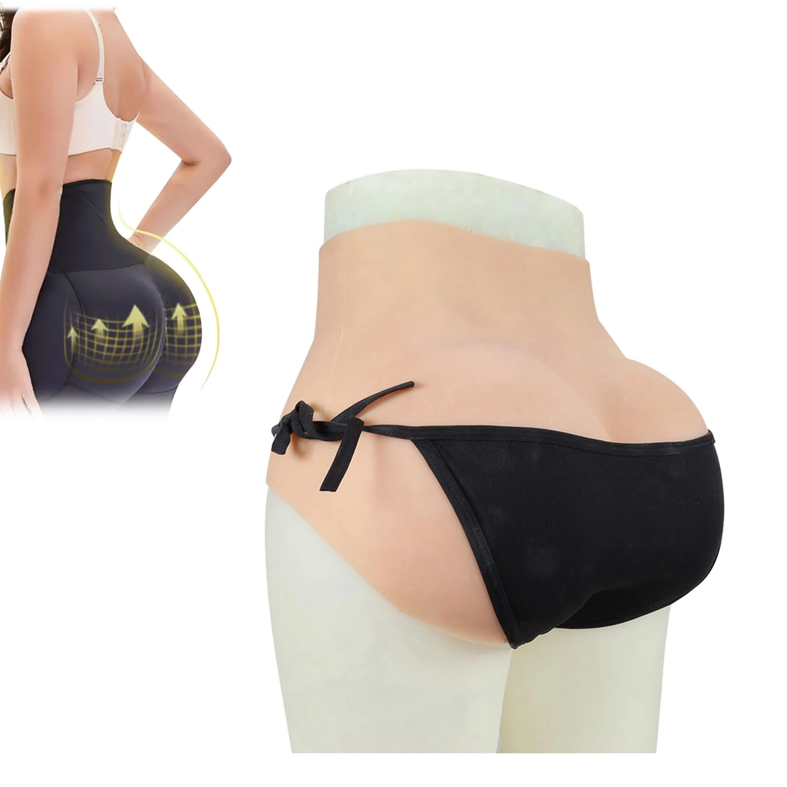 XSWL High Waist Silicone Realistic Vagina Pants Artificial Sex Fake Buttock Enhancer for Shemale Crossdresser Transgender Hip Lift,Color 3,One Size