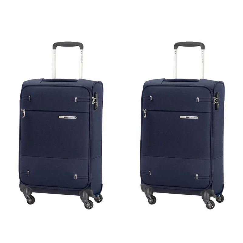 Samsonite Base Boost - Spinner M Expandable Suitcase, 66 cm, 67.5/73.5 Litre, Blue (Navy Blue) & Base Boost Spinner S Hand Luggage, 35 x 20 x 55 cm, 35L, Blue (Navy Blue)