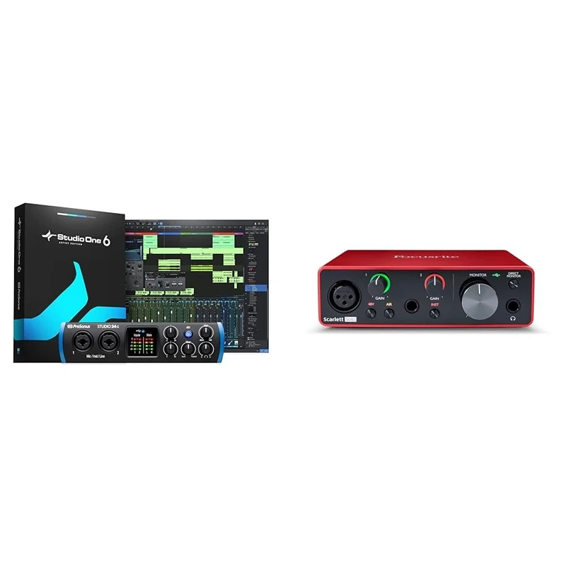 PreSonus Studio 24c, USB-C, Audio Interface, For Recording, Streaming & Focusrite Scarlett Solo 3rd Gen USB Audio Interface, The Guitarist, Vocalist, Podcaster Or Producer, Studio Quality Sound, Red