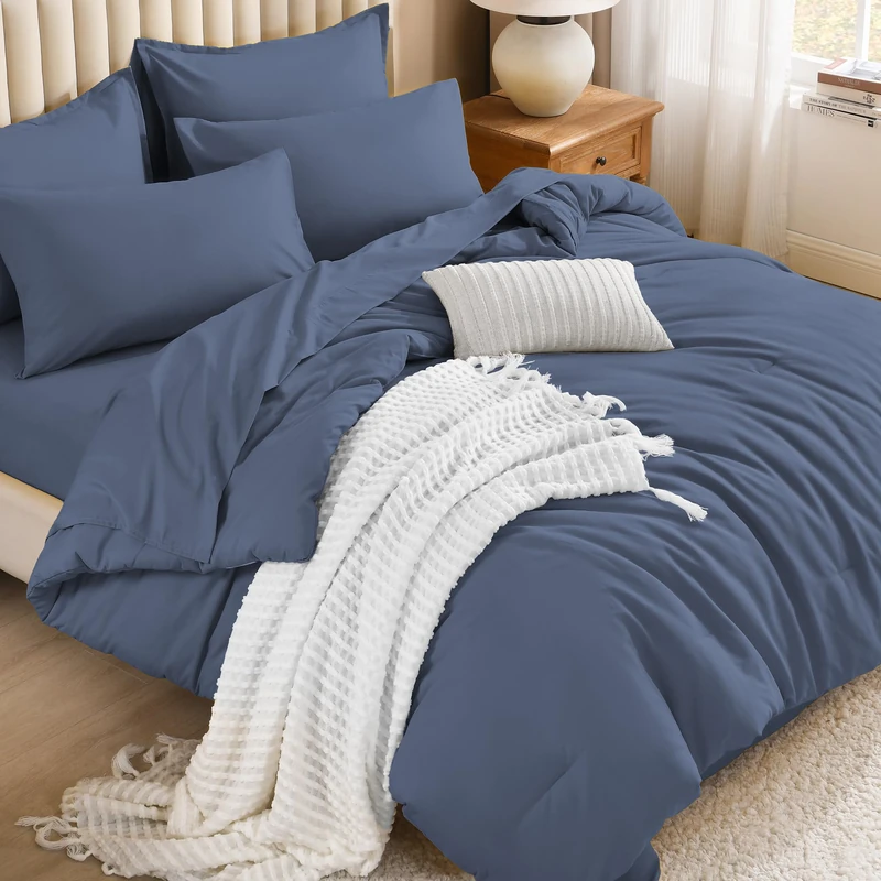 Litanika California King Comforter with Sheets - 7 Pcs Bed in a Bag