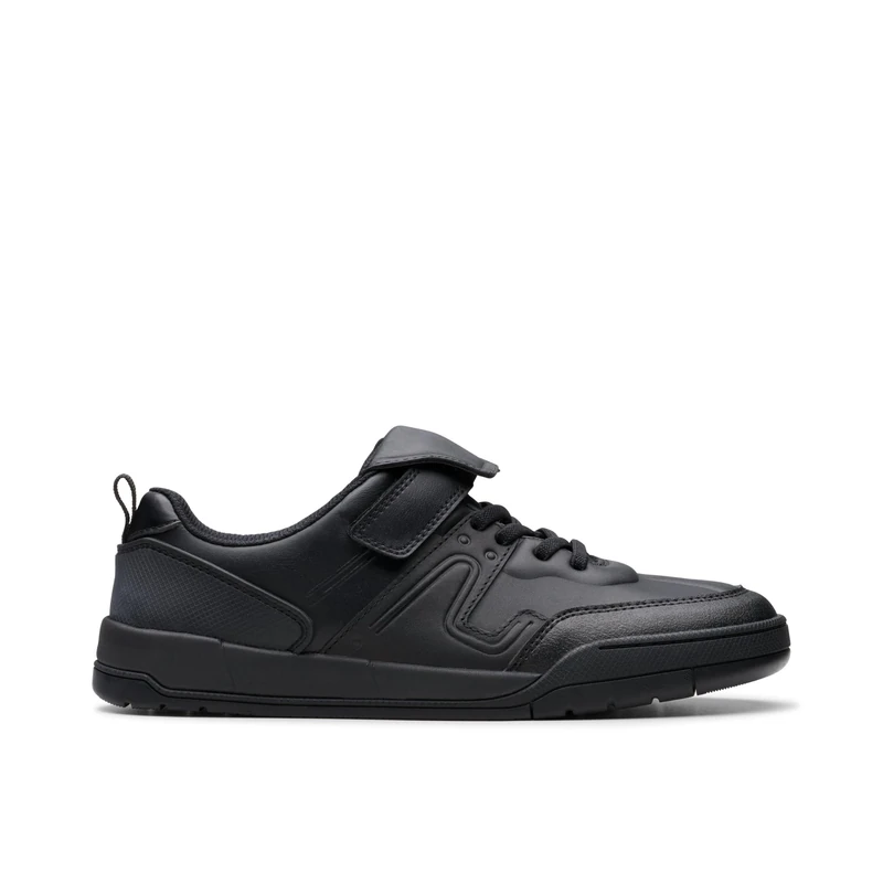 Clarks Laser Track Y Childrens Black Leather, 8