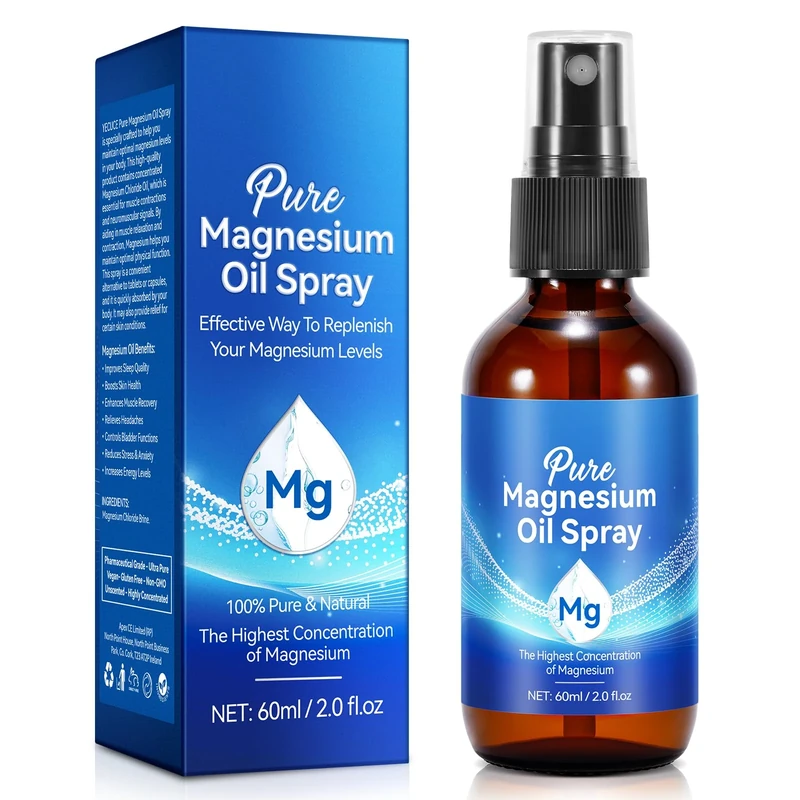 Magnesium Oil Spray,100% Pure Topical Magnesium Oil Spray,Gluten Free,Magnesium Body Spray for Feet and Sleep,Effective and Safe(2 Fl.Oz)