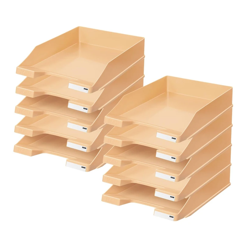 HAN Classic Letter Tray, Pack of 10, Modern, Stackable Shelf in Fresh Design up to A4/C4 Format, 1027-X-881, Pastel Orange