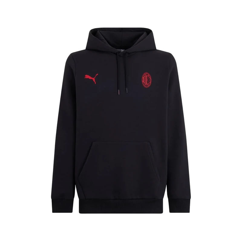A.C. Milan Felpa Con Cappuccio Ess Unisex Adult Cotton Sweatshirt for Men or Women, Black, S