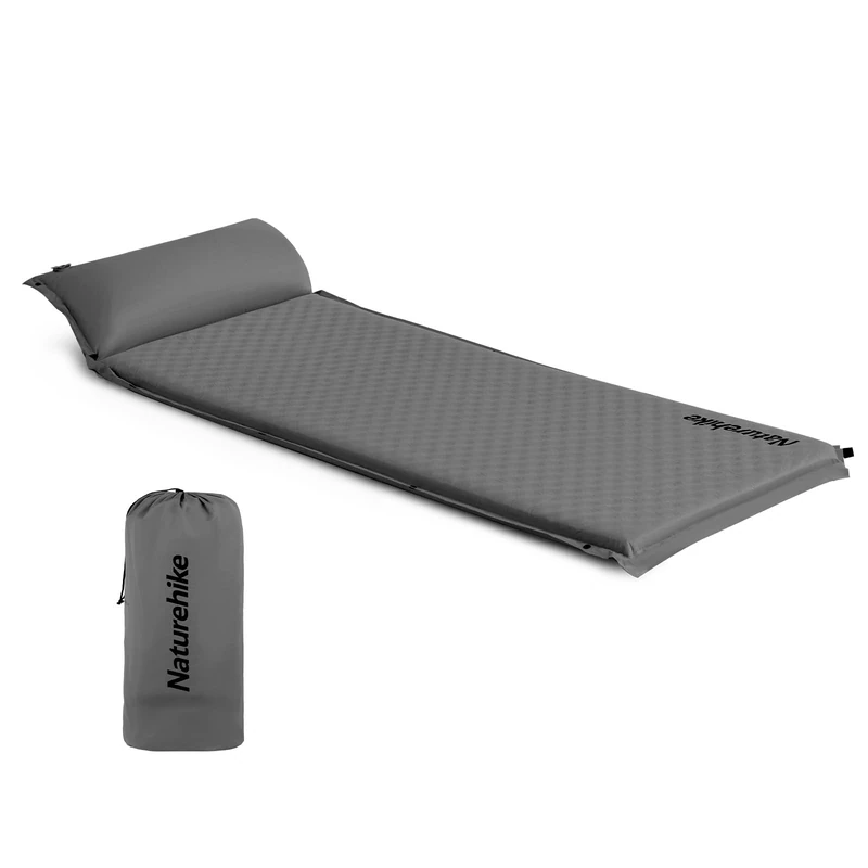 Naturehike Camping Inflatable Sleeping Mat, Camping Air Mattress, Self-Inflating Sleeping Mats, Outdoor Lightweight for Backpacking, Car Travel and Hiking, 3 cm High (Grey)