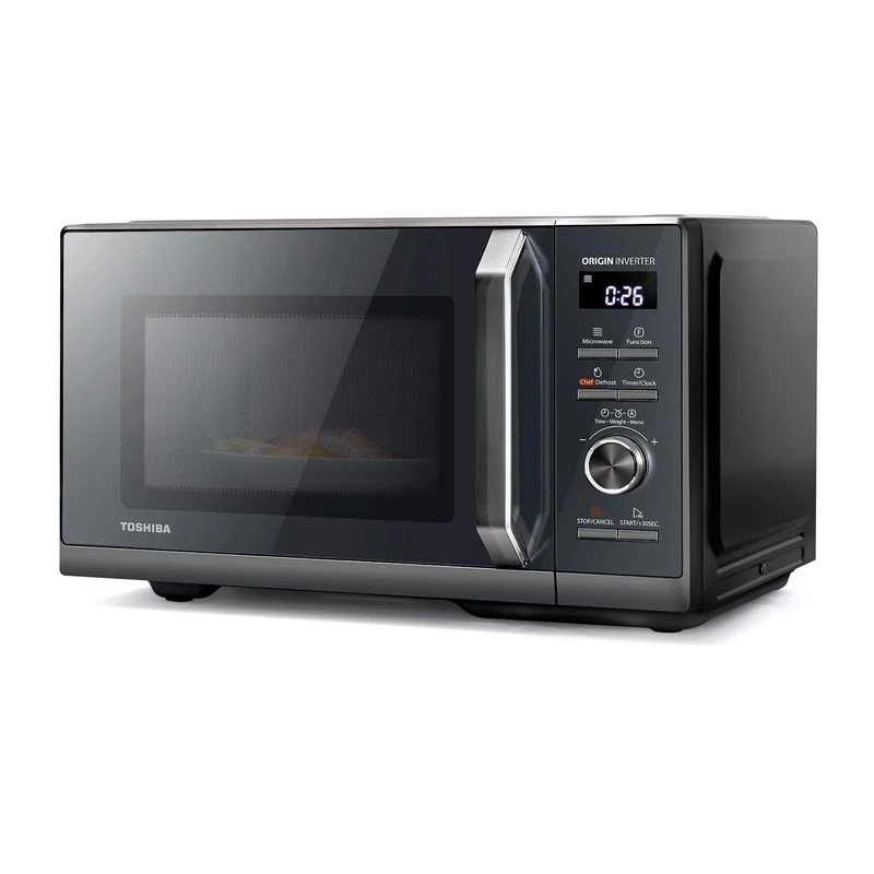 Toshiba 25L Solo 900W Microwave Oven in a Stunning Sleek Morandi Grey Colour. With Origin Inverter, Chef Defrost, 10 Power Levels, 7 Auto Menus, Easy Clean, MW3-AM25PFI(MG)