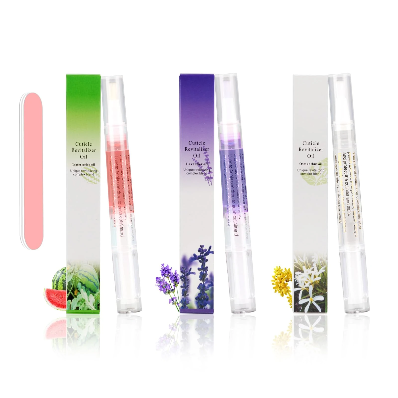 Cuticle Oil Pen,3PCS Nutrition Oil Pen,Cuticle Oil for Nails with Natural Ingredients,Nail Oil Cuticle for Repairing Cracked and Dry Nail(Lavender & Watermelon & Osmanthus flowers Flavor)