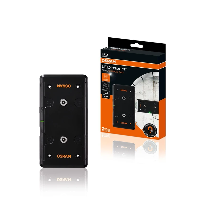 OSRAM LEDinspect DUAL CHARGE PAD, for wire free charging, USB-A output, daisy chain function, powerful magnets - Image 1
