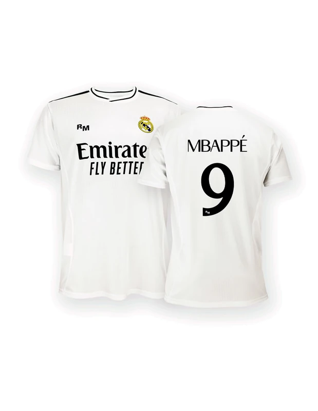 Real Madrid Home Shirt, Kit Season 24/25, Mbappé, 14 Years, Replica Jersey with Official License