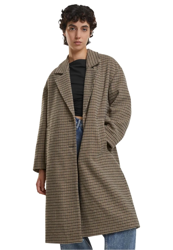 Urban Classics Women's Tb7070-ladies Oversized Plaid Coat, Union Beige/Black, XXXL