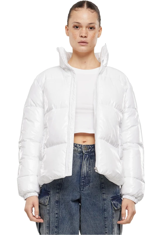 Urban Classics Women's Tb7003-ladies Recycled Short Shiny Puffer Jacket Winter, White, XXXXL