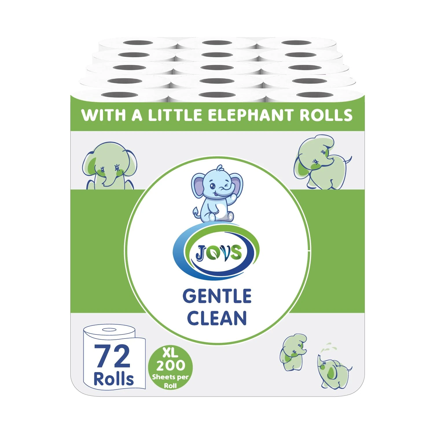 JOVS 3 Ply Toilet Roll Bulk Buy Pack of 72 Quilted Mega Toilet Rolls – Eco Friendly, Recycled, Gentle, Clean, Soft and Multipack Classic Loo Tissue Paper 200 Sheets, Biodegradable