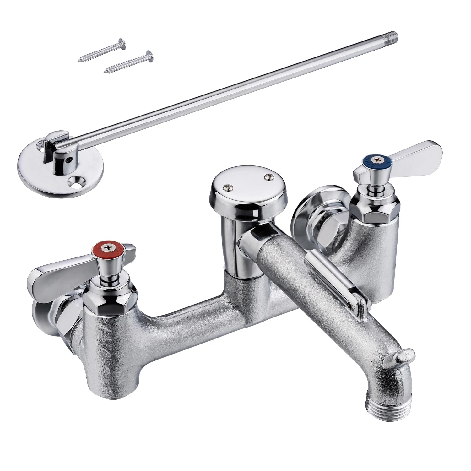Sepaitek 8" Central Service Sink Faucet & Mop Sink Faucet & Slop Sink Faucet Wall Mounted with Vacuum Breaker Rough Chrome