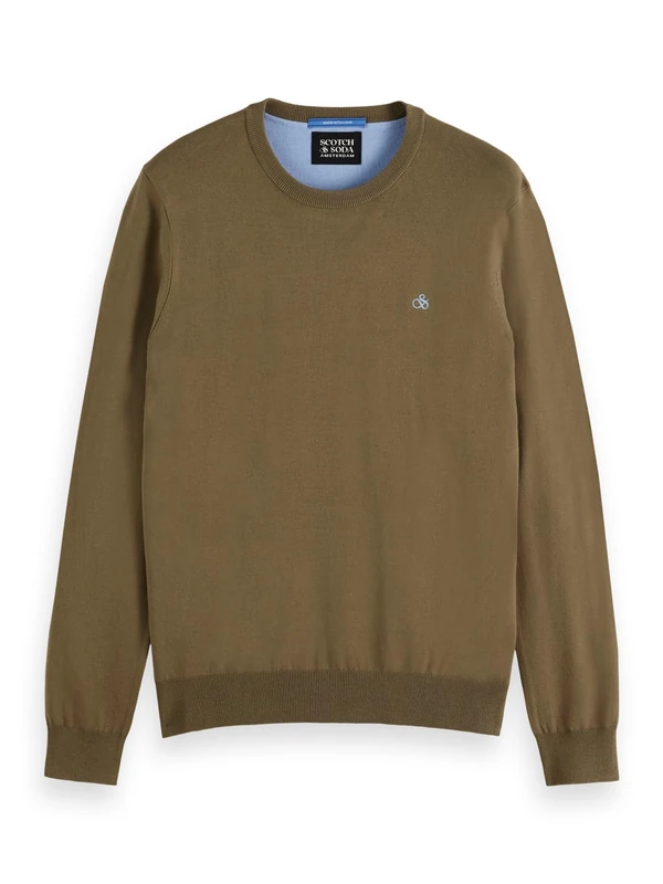 Scotch & Soda Seasonal Core Viscose Regular Fit Crew Neck, Golden Brown 210, L - Image 1