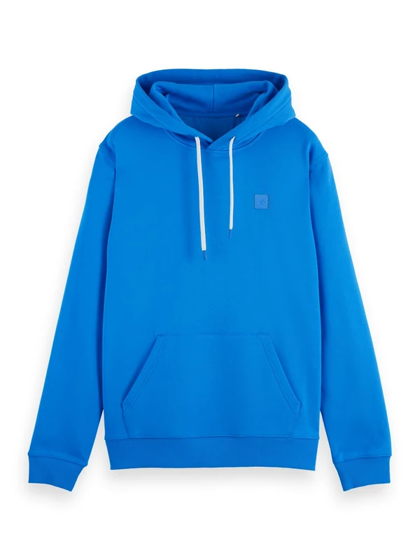 Scotch & Soda Men's Seasonal core-Badge Logo Hoodie Hooded Sweatshirt, League Blue, M