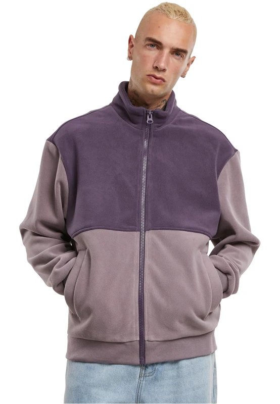 Urban Classics Men's Tb7016-colour Block Polar Fleece Jacket Lightweight, Purple/Fadedpurple, S