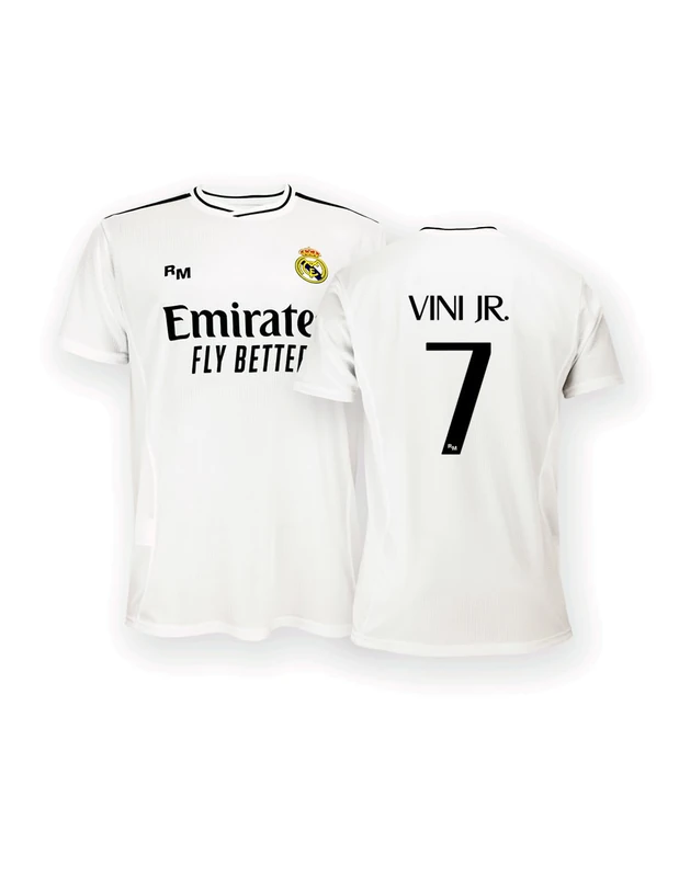 Real Madrid Home Shirt, Kit Season 24/25, Vini Jr., 14 Years, Replica Jersey with Official License