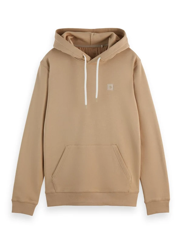 Scotch & Soda Men's Seasonal Core Badge Logo Hoodie Hooded Sweatshirt, sand, S
