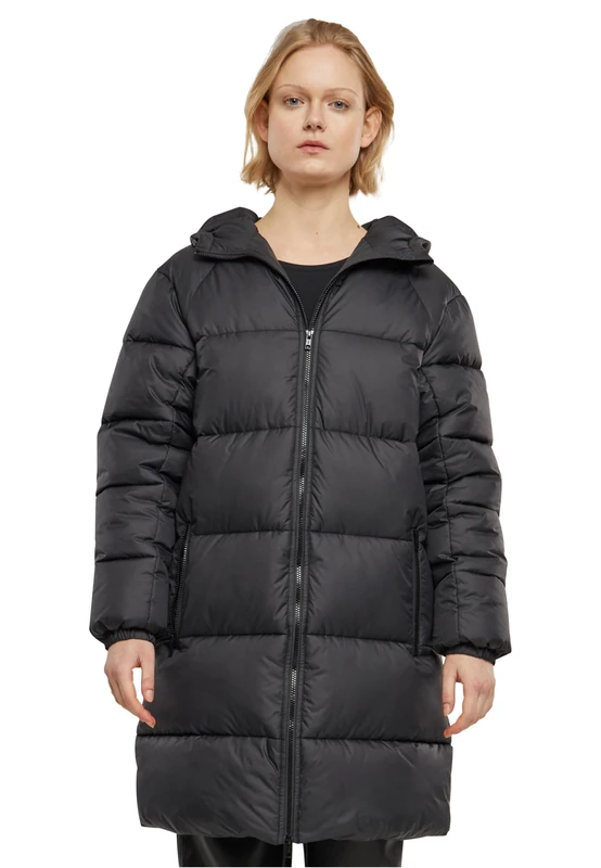 Urban Classics Women's Tb7005-ladies Long Puffer Coat, Black, XS