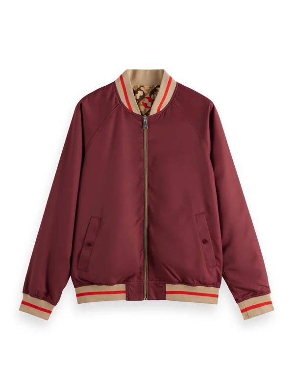 Scotch & Soda Men's Reversible Bomber Jacket, Bordeaux, M