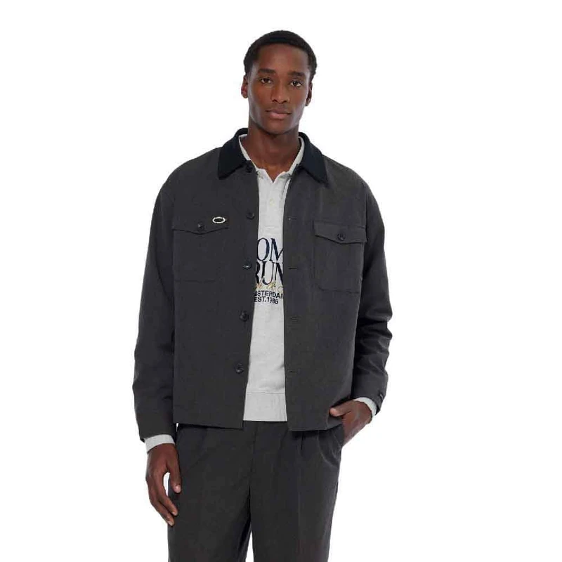 Scotch & Soda Men's Melange shirt jacket Jacket, Dark Grey Melange 021,