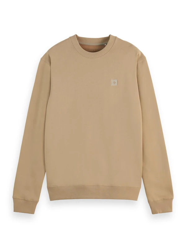 Scotch & Soda Men's Seasonal core-Badge Logo Crew Sweatshirt, Sand, L