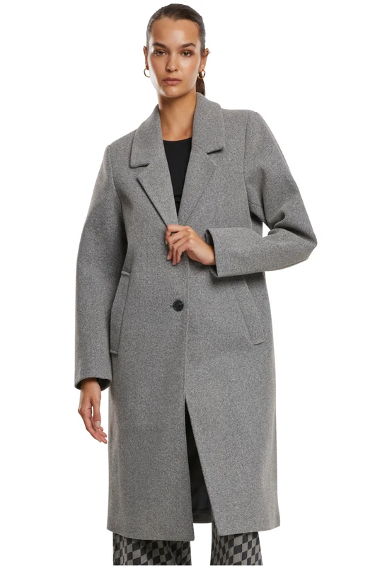 Urban Classics Women's Tb7075-ladies Basic Coat, Dark Grey Melange, M