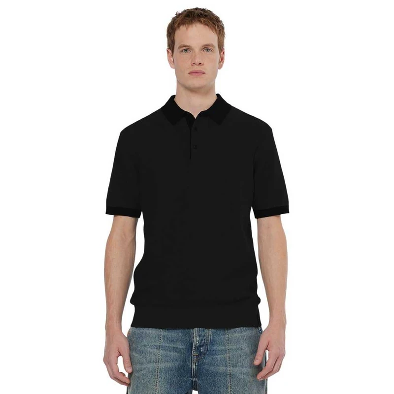 Scotch & Soda Men's Structured Knitted Solid Polo Shirt, Black, M