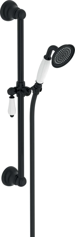 Jacob Delafon - Louise Shower Set - with Rail, Hose and Hand Shower - Retro Design - Water Saving - 53x22x129cm - Matt Black Finish - E24364-BL