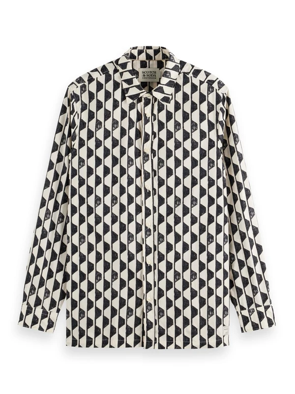 Scotch & Soda Regular fit geo-Print Shirt, Imagine Stripe White 101, XXL