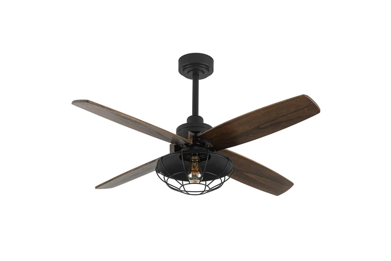 Eden pulse Black fan, E27 socket, 4 oak blades, 6 speeds with control, 44.5/57x119.3x119.3 cm