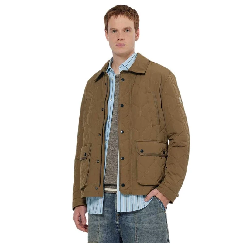 Scotch & Soda Men's Geometric quilted coat Coat, Golden Brown 230,
